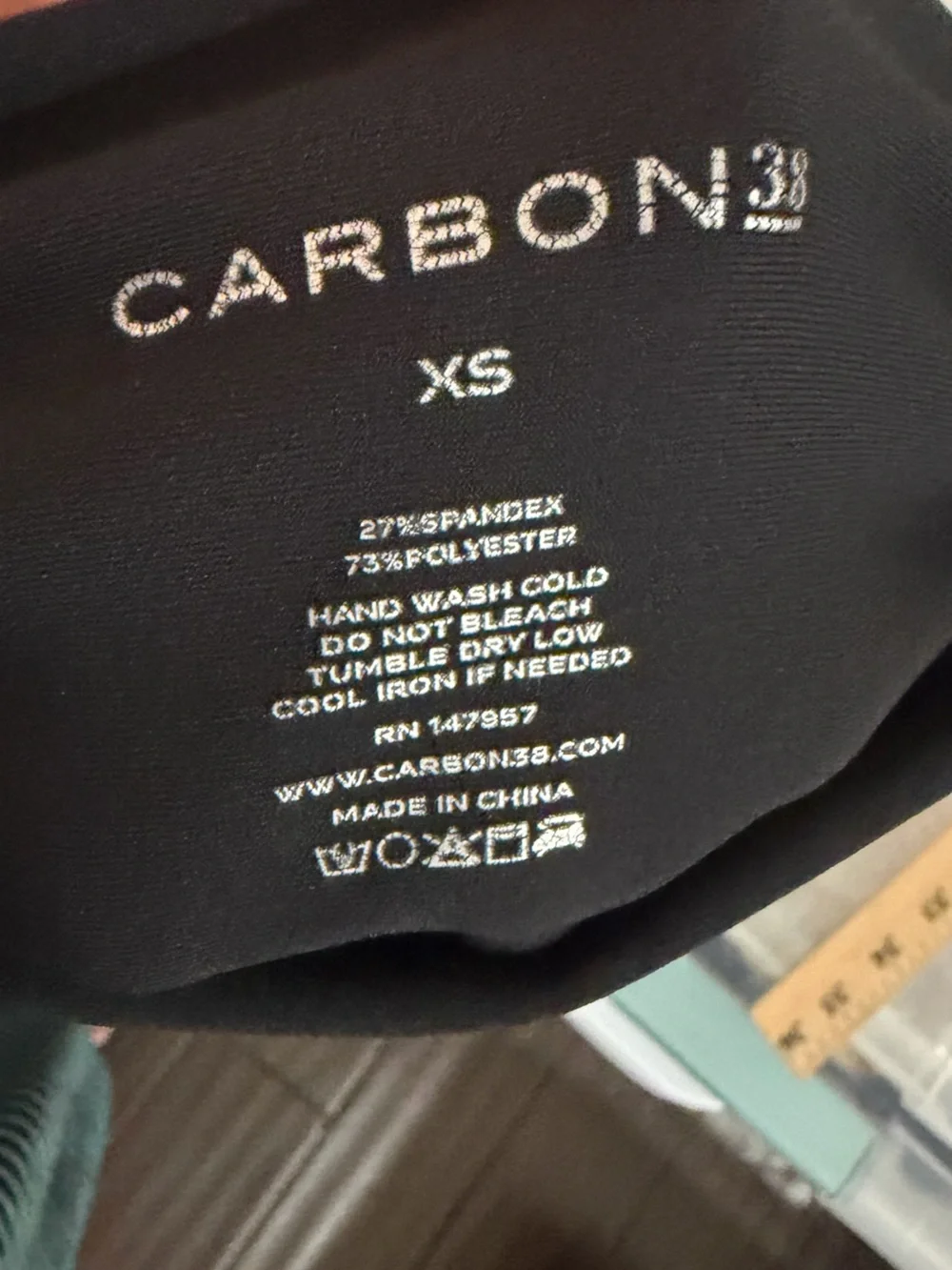 Carbon38 high-rise black leggings breathable open-knit mesh panels xs
